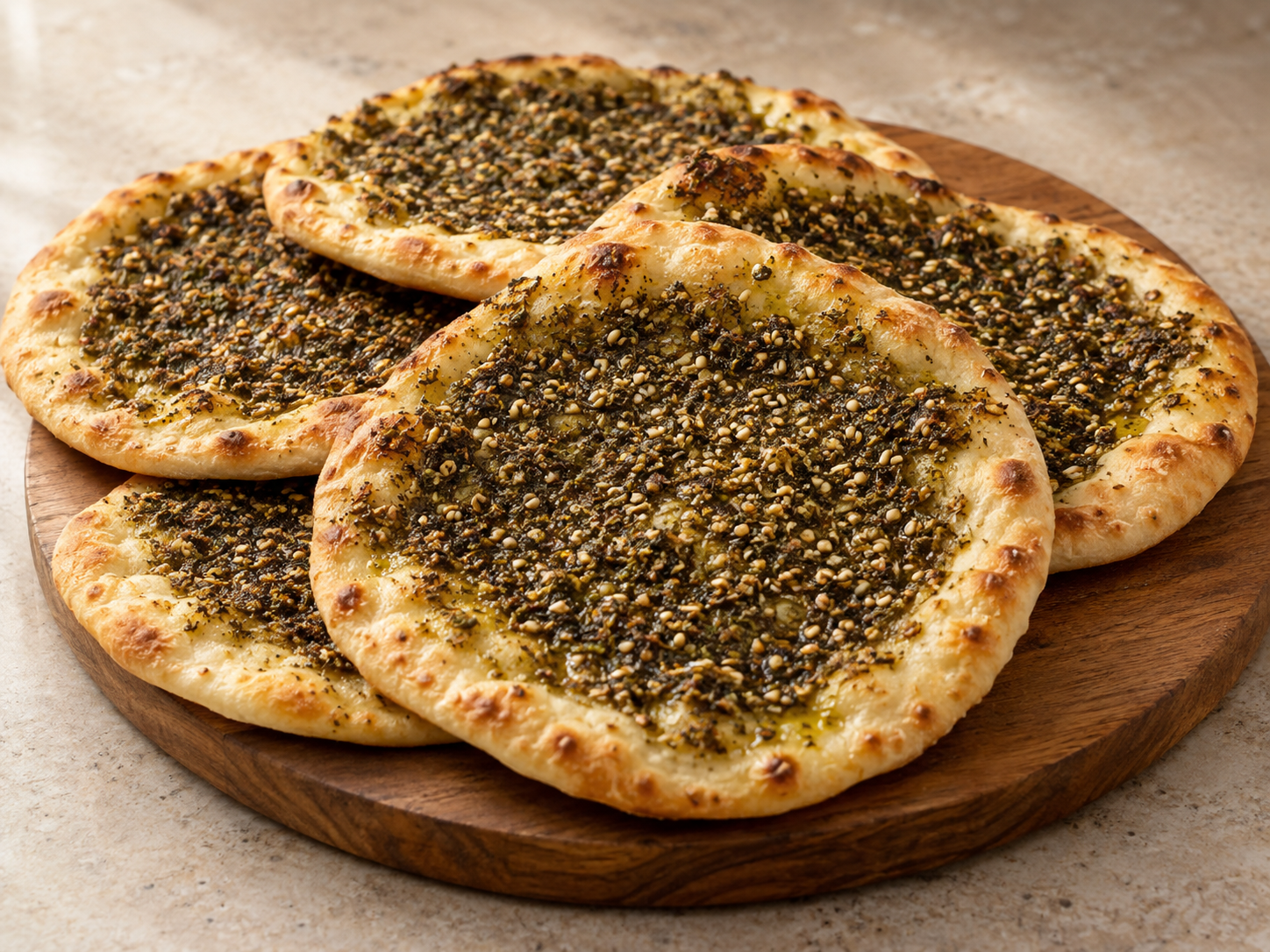 Manakish com zaatar — Ilustração fotorrealista gerada por IA
