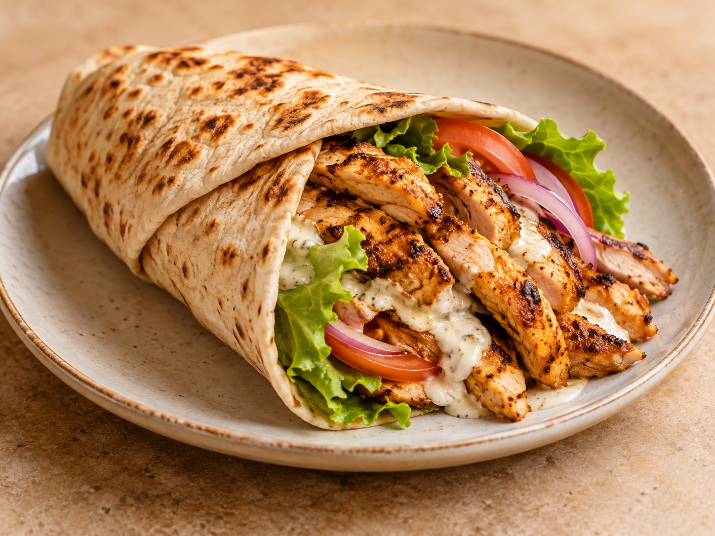 Shawarma de frango — Ilustração fotorrealista gerada por IA
