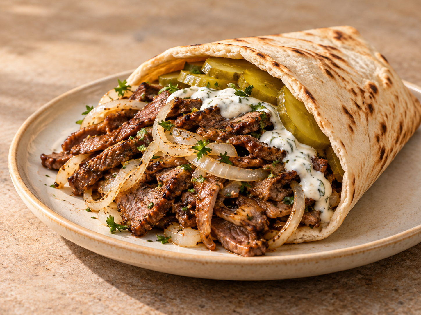 Shawarma de carne — Ilustração fotorrealista gerada por IA