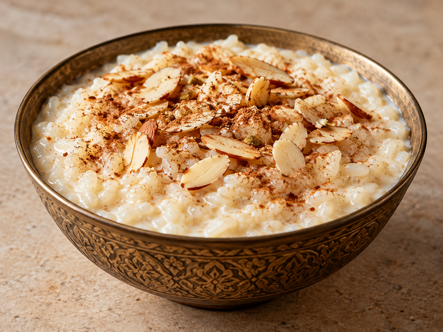 Arroz doce árabe — Ilustração fotorrealista gerada por IA