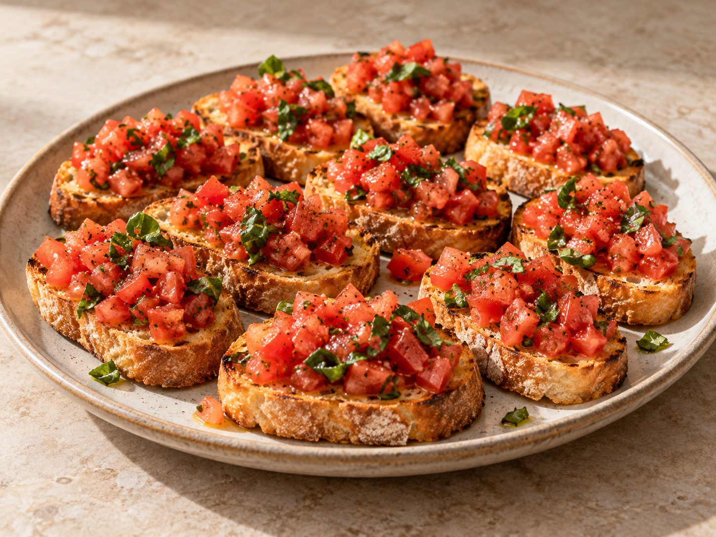 Bruschetta al Pomodoro — Ilustração fotorrealista gerada por IA