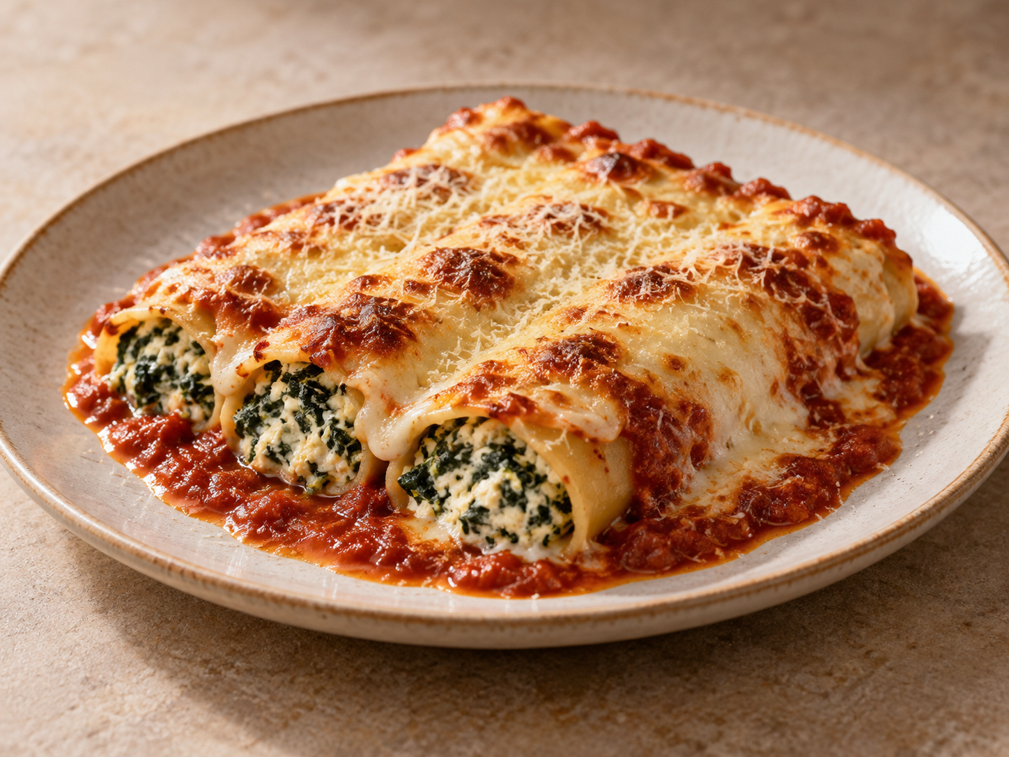 Cannelloni di Ricotta e Spinaci — Ilustração fotorrealista gerada por IA