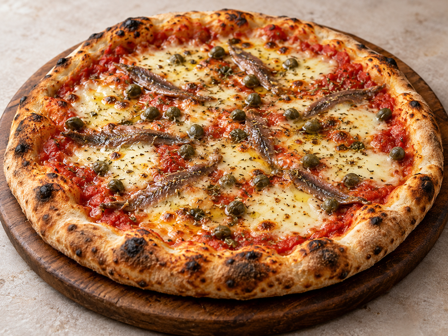 Pizza Napoli — Ilustração fotorrealista gerada por IA