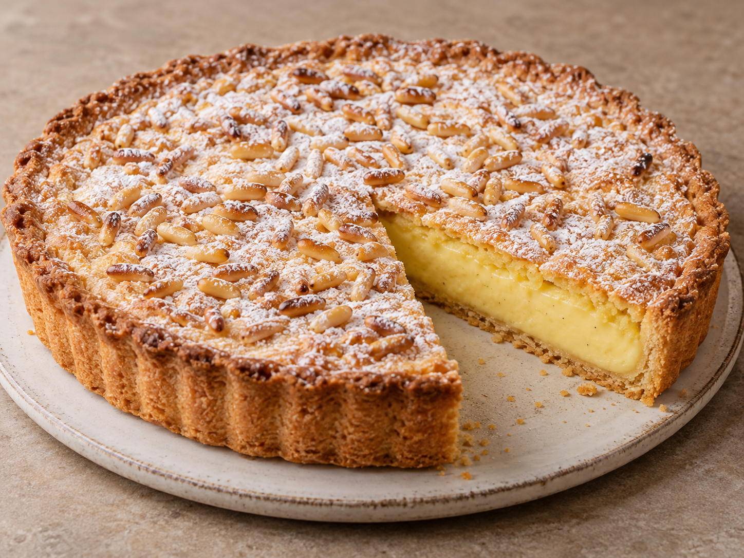 Torta della Nonna — Ilustração fotorrealista gerada por IA