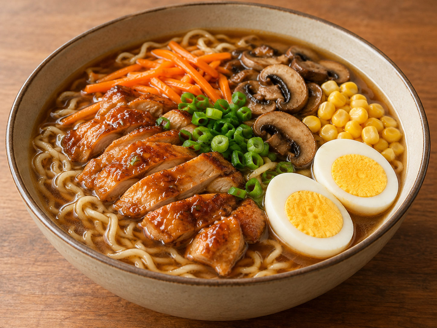 Lámen de frango teriyaki — Ilustração fotorrealista gerada por IA