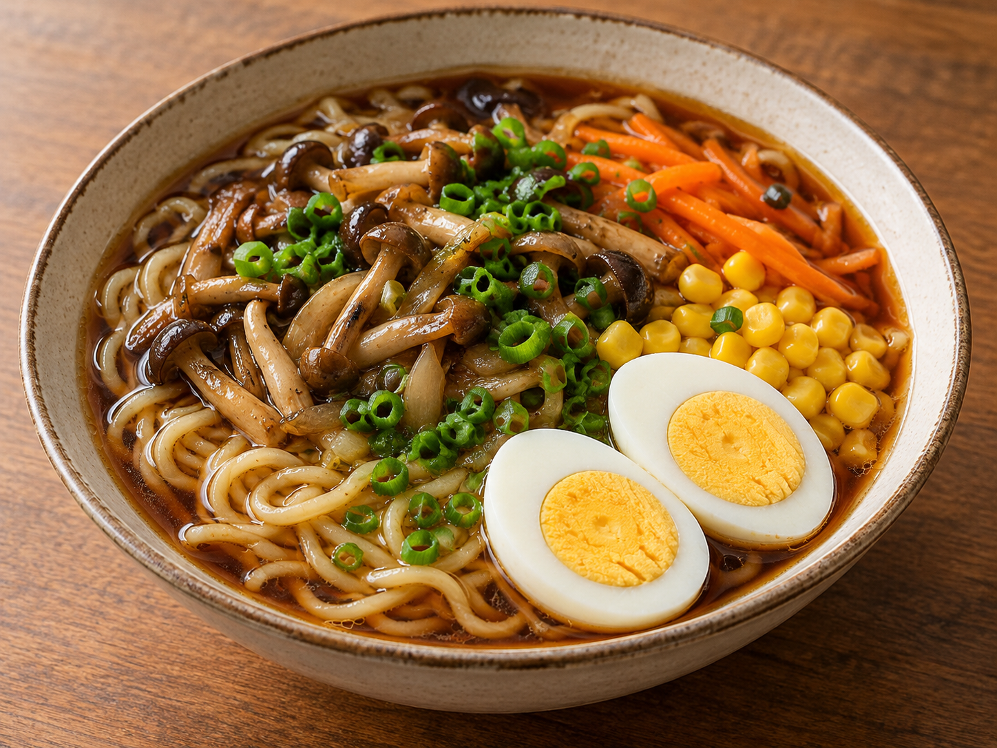 Lámen de shimeji ao shoyu — Ilustração fotorrealista gerada por IA