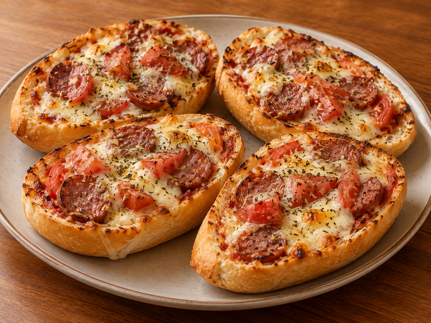 Pizza no pão francês — Ilustração fotorrealista gerada por IA