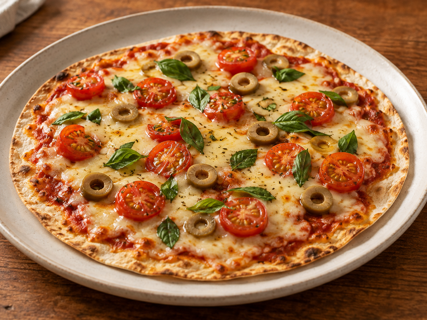 Pizza de tortilha — Ilustração fotorrealista gerada por IA