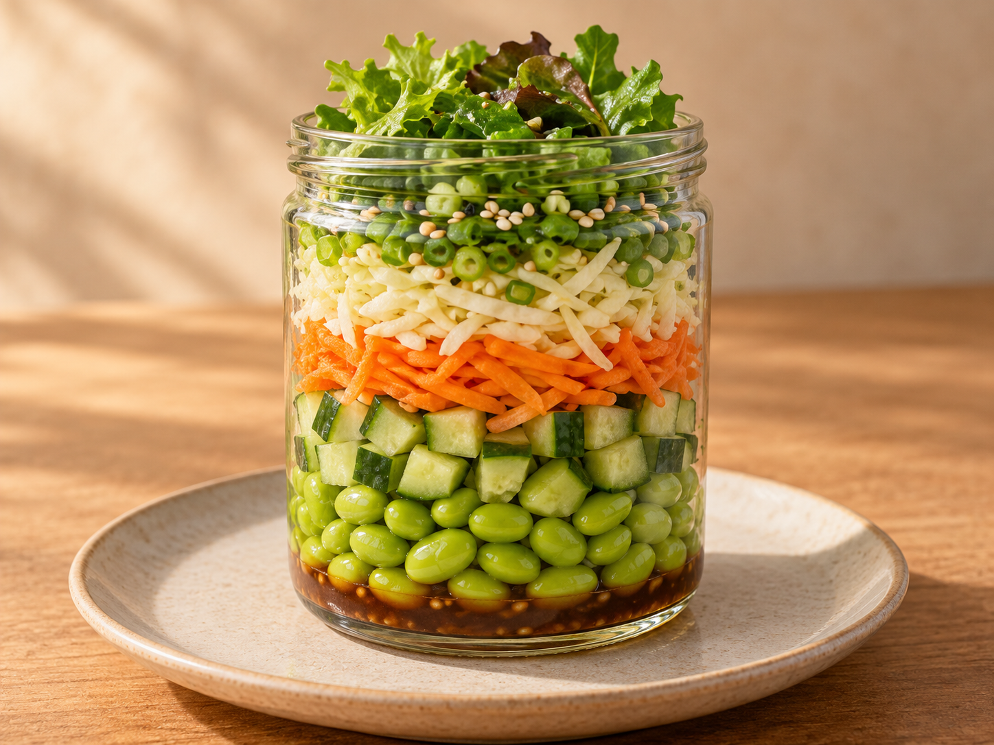 Edamame, pepino e gergelim — Ilustração fotorrealista gerada por IA